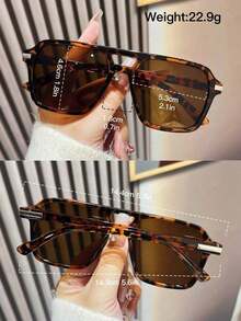 1 Pair Fashion Double-Bridge Aviator Fashion Glasses For Women - Brown - View 3