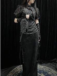 Women's Dark Melting Cross Rivet Coffin Bag, Gothic Subculture Crossbody Bag - Black - View 3