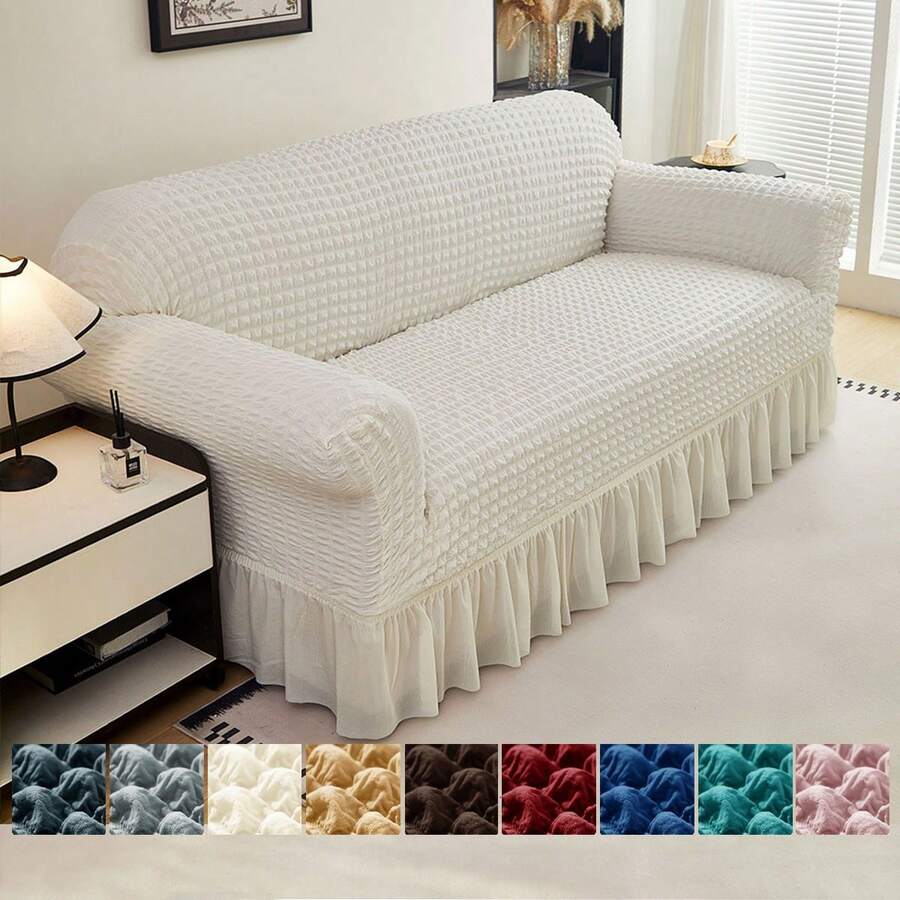 1 Piece Sofa Cover Elastic Living Room Sofa Cover Pet Anti-Dirty Universal Sofa Protector Home Decoration Sofa Cushion Cover - 白色-2 - 查看 1