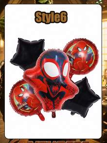 Marvel 5pcs Spider-Man Themed Aluminum Foil Balloon Set, Suitable For Birthday Party, Anniversary Celebration, Game Day, New Year Decoration, Holiday Party Decor And Photo Backdrop - 5PCS - View 8