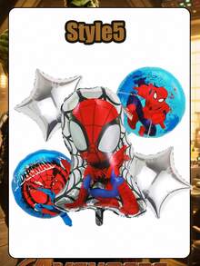 Marvel 5pcs Spider-Man Themed Aluminum Foil Balloon Set, Suitable For Birthday Party, Anniversary Celebration, Game Day, New Year Decoration, Holiday Party Decor And Photo Backdrop - 5PCS - View 15