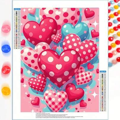 1pc [30*40cm/11.8*15.7in]5D Acrylic Diamond Painting Kit, Heart Pattern, Suitable For Adult Beginners DIY Mosaic Diamond Art, Full Drill Handmade DIY Diamond Painting, Applicable For Living Room, Bedroom, Office Wall Decor Hanging Painting, Surprise Art Home Decor Gift For Family And Friends, Frameless