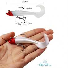 5件装钓鱼路亚饵，带铅头钩，软体泳饵，人工饵，适用于鲈鱼 - 彩色 - 查看 7