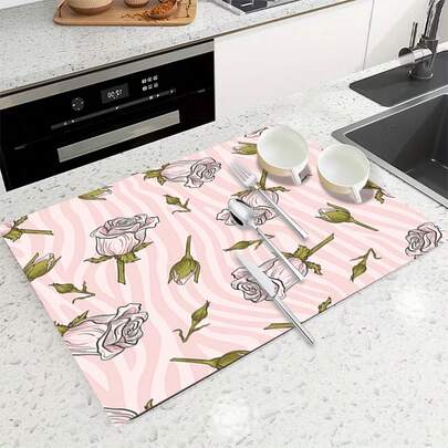 1片硅胶台面垫，洗衣机和烘干机顶部保护垫，防滑，适用于洗衣房、浴室、家居装饰