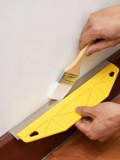 12英寸重型墙面油漆工具，适用于精确修边、壁纸修剪和边缘处理 - 黄色修边器，带符合人体工程学的手柄和边缘，适用于家庭和商业用途，结构坚固，清洁，家居用品，清洁