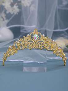 1pc Elegant Women's Crystal Crown Hair Accessory, Princess Graceful Crown Bridal Wedding Party Birthday Headpiece - Color - View 1