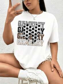 Pure Cotton 1pc Women's Vintage Graphic Print Spring T-Shirts, Women's Summer T-Shirts, Women's Plus Size Shirt, Black And White Color Options, Print - 白色 - 查看 5
