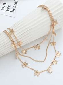 1件时尚蝴蝶多层流苏吊坠裙链/裤链，适合日常佩戴、约会、派对等场合 - 彩色 - 查看 3