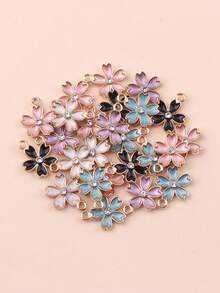 20pcs Fashion 3D Zinc Alloy Oily Drop Diamante Sakura Five Petals Flower Earrings,Necklaces,Keychain,Pendant DIY Jewelry Accessories Valentines - Multicolor - View 4