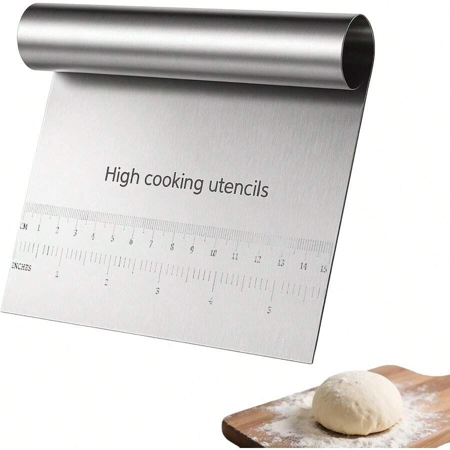 Dough Scraper Cutter, Stainless Steel Pastry Cutter Kitchen Food Scraper Chopper, Metal Dough Scrapers Versatile Kitchen Butter, Baking, Bread, Cake, Pizza, And More1Pcs - 1 cái - Xem 1