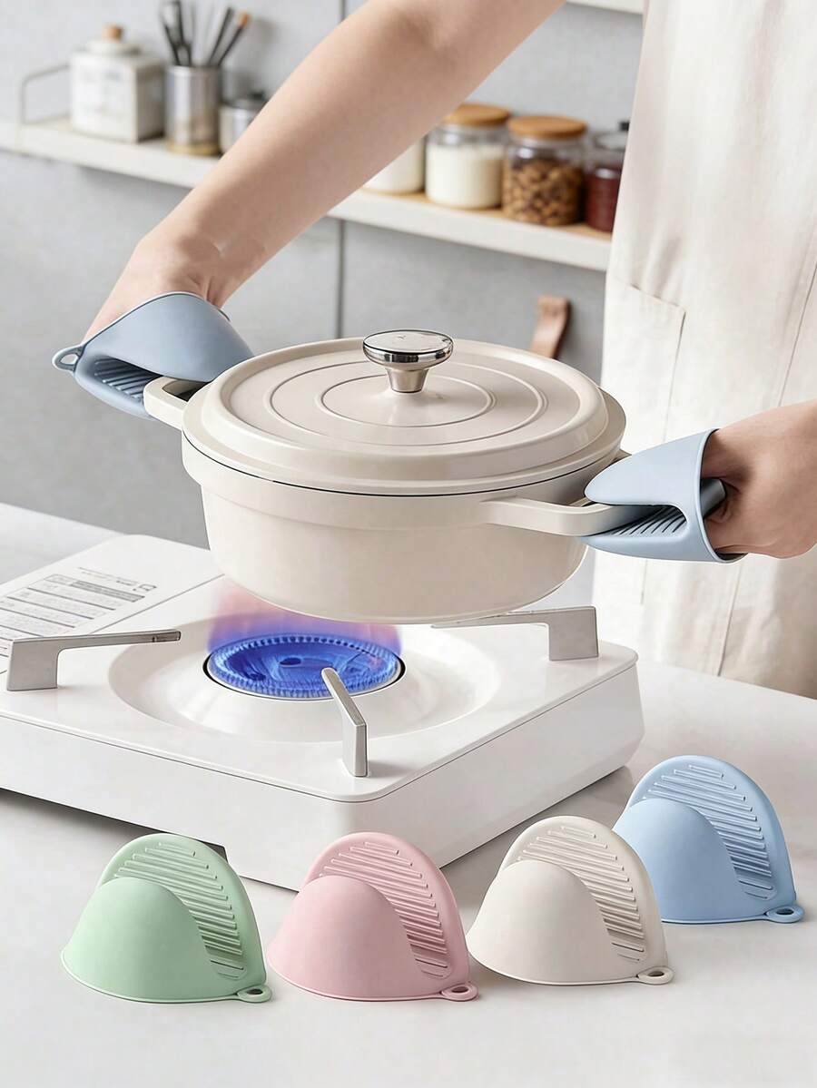 Silicone Oven Mitts, Heat Resistant Kitchen Gloves, Non-Slip Pot Holders For Baking, Cooking, Easter Gift, Mother's Day Gift, Microwave And Air Fryer Kitchen Essentials - Multicolor - View 1