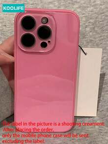 Luxury Solid Rose Pink Glossy Glass Phone Case, Shock-Proof Frame, Lens Protection, Hard Back Cover For IPhone 17/17 Pro/17 Pro Max - Rose Pink - View 6