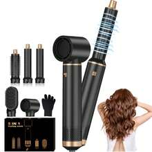 Ultimate 5-In-1 Black Gold Hot Air Brush Styler With 800W High Power For Fast Drying Curling And Straightening All Hair Types In One Step - 黑色 - 查看 12