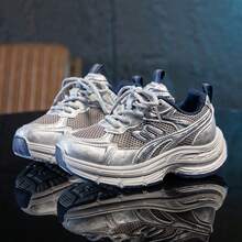 1双 2026 儿童透气防臭复古厚底厚底运动鞋 - 黑色 - 查看 3