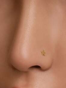 1pc 20G S925 Sterling Silver Star Nose Stud,L-Shaped Nose Stud,Mini Star Nose Stud,Simple And Exquisite Nose Ornament,Neutral Piercing Jewelry - Multicolor - View 1
