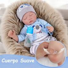 Muñeca de renacimiento de silicona articulada de 55 cm, viene con un juguete de peluche de jirafa. - Multicolor - Ver 3