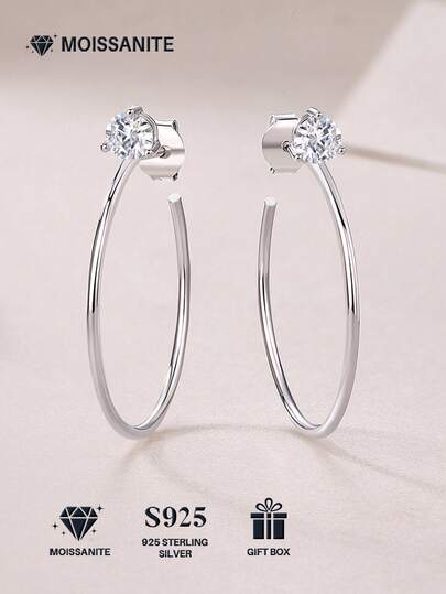 Bông tai Moissanite bạc 925, kiểu dáng unisex, trang sức trang trí, quà tặng cho ngày Valentine, đám cưới, kỷ niệm, sinh nhật, hoặc đeo hàng ngày.