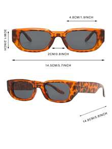 1副男士豹纹PC框复古宽腿铆钉个性化街头风度假时尚眼镜 - 豹紋 - 查看 4