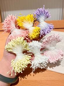 100 piezas/Paquete Estambre de flor artificial de 2mm, decoración floral artesanal para el hogar, polen de flores artificiales, adecuado para Navidad, elaboración de arreglos florales para bodas, scrapbooking, decoración de bodas - Multicolor - Ver 4