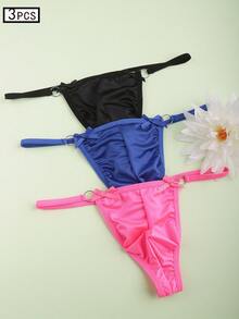 3piece Men's Steel Ring Thong, Men's Underwear, Soft Comfortable For Special Scenes, Ideal Valentine's Day Gifts For Male Friends - Multicolor - View 2
