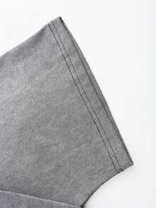 Surf Shop Logo With Surfboard And Tropical Flowers Graphic Print Cool Stylish T-Shirt For Mens,Summer Avant-Garde Casual Loose Breathable T-Shirt, Crew Neck Pullover, Slightly Stretchy Soft Fabric, Fashionable Design, Ideal For Daily Outings, Personality Style - Grey - View 2