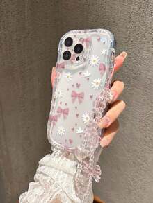 蝴蝶结图案印花平纹奶油色波浪边可拆卸手链简约防震加厚手机保护壳，兼容 17/17 Pro/17 Pro Max/16 XR/7/8 15 Pro Max/12 Pro Max/13 Pro Max/14 Pro Max 13 14 11 12P 14 P11软壳 P12 防摔 XS.XR /78P.78GES2，适用于A134G A22 A21S A514G A52 S22 Ultra A335G、A34 A35，适用于10 Note 114G 11 Lite A53 TPU A14 /A23/S23 Ultra S24 A14 A15 S23 A73 A55 A54手机壳 - 彩色 - 查看 3