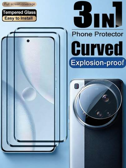 3-In-1 2 Pieces 3D Curved High-Definition Tempered Glass Screen Protector With No Bubbles, Easy To Attach And Durable,Compatible With Samsung Galaxy S26 S25/ Note 15/Honor/POCO. Comes With 1-Piece Integrated Camera Lens Protector With Explosion-Proof Automatic Adsorption And High Hardness Round Edge Dustproof Design