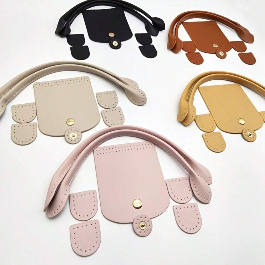 8件套全新PU钩编包制作配件套装，DIY编织手提包盖盒包材料套装