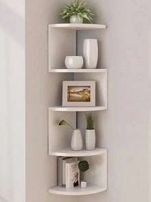 1pc Multi-Layer Wooden Wall Mounted Storage Rack, Creative Floating Wall Shelf, Bohemian Style Wooden Corner Bookshelf, Easy To Install, Suitable For All Seasons, Great Gift, Home Decor, Bedroom Decor, Wall Decor, Applicable For Bedroom, Living Room, Bathroom, Home, Office - Multicolor - View 12