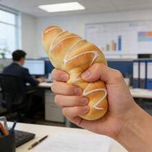 1个逼真的烘焙面包挤压玩具，带有螺旋图案、饱满的菠萝面包和法棍面包形状，具有真实的酥脆质地和柔软的挤压感，提供具有治疗和氛围效果的放松桌面配件。 - 彩色 - 查看 4