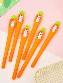 5pcs Creative Animal Fashion Rabbit Black Neutral Pens, Rotating Rabbit Vegetable Pens, Student Learning Stationery Neutral Pens - Rabbit Vegetables - View 7