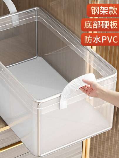 塑料储物盒，钢架加固手柄，透明可堆叠带盖储物盒，适合存放衣物、书籍、家居和宿舍必需品。