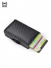 RFID屏蔽信用卡夹 PU皮革钱袋 铝盒双层三折卡包 极简男士钱包，自动弹出式卡包 - 彩色 - 查看 9