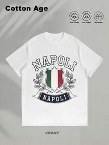 Camiseta de hombre Napoli diseño italiano para pareja ideal como regalo de cumpleaños para hombres regalo perfecto 100% algodón camiseta masculina de verano con estampado transpirable holgada suave y cómoda para uso diario en exteriores estilo casual para pareja - Blanco - Ver 2