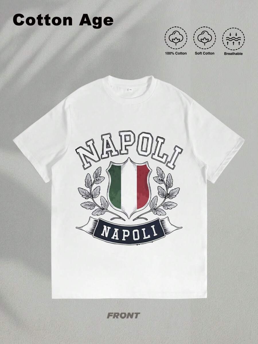 Camiseta de hombre Napoli diseño italiano para pareja ideal como regalo de cumpleaños para hombres regalo perfecto 100% algodón camiseta masculina de verano con estampado transpirable holgada suave y cómoda para uso diario en exteriores estilo casual para pareja