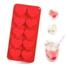 10-Cavity Reusable Silicone Heart-Shaped Ice Cube Tray - For Making Cocktails, Smoothies And Frozen Desserts - Multicolor - View 6