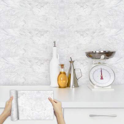 1 miếng dán tường nhà bếp họa tiết đá cẩm thạch xám trắng, decal dán tường phẳng bằng PVC tự dính, có thể tháo rời, hiện đại, thích hợp cho nhà cửa, nhà bếp, phòng ngủ, trang trí tường.