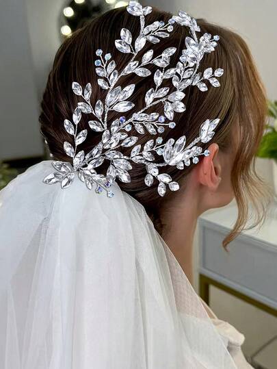 1pc Handmade Elegant Luxury Bridal Headband Hair Accessory, Suitable For Wedding, Party, Photography, Daily Wear