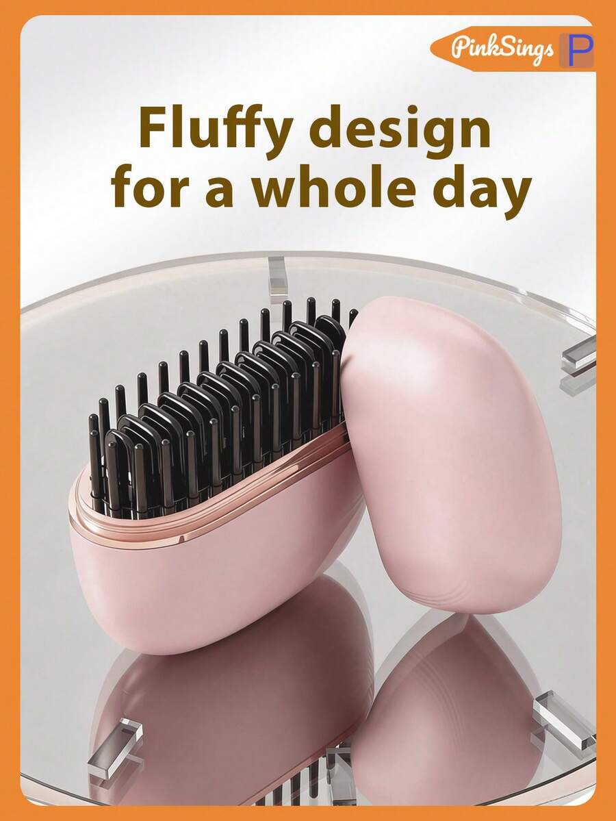 PinkSings Bàn chải duỗi tóc mini không dây, sạc lại được, cầm tay, 3 chế độ nhiệt, làm nóng nhanh, chống bỏng, quà tặng tại nhà và khi đi du lịch.