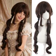 洛丽塔风格发型高级双马尾头饰角色扮演假发女士可爱动漫假发长卷发万圣节 - 彩色 - 查看 12