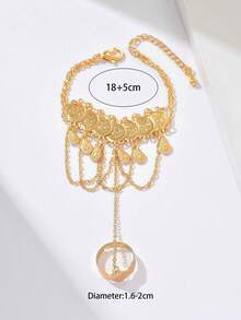1pc Vintage Personalized Versatile Hollow Carved Multi-Layer Finger-Connected Ancient Coin Back-Of-Hand Bracelet For Women - H - View 6