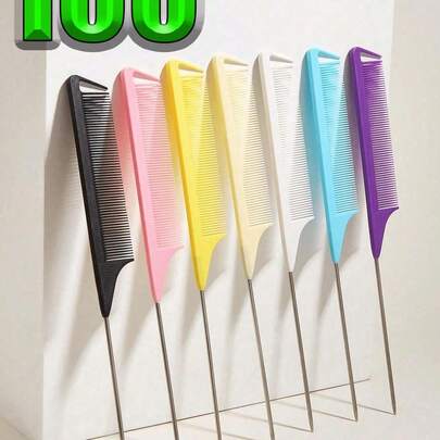 5/3/1pc Rat Tail Comb, Steel Pin Rat Tail For Christmas, Carbon Fiber Heat Resistant Teasing Combs With Stainless Steel Pintail, 2/4/10/20pcs Candy Colored Professional Stainless Steel Pointed Tail Comb, ABS Plastic Material, Anti-Static Comb, Multifunctional All Season Comb, Suitable For Ordinary Hair Or Tangled Hairstyles, Salon Hair Stylists, Metal Parting Combs For Women Rat Tail Combs For Women