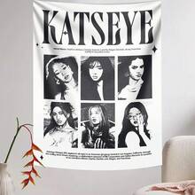 1件韩国K-pop乐队K-Katseye波西米亚风挂毯，波西米亚风格墙面挂毯，曼陀罗图案，可爱风格房间装饰 - 彩色 - 查看 3