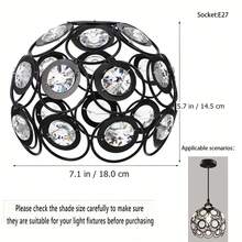 1pc Elegant Mini Gold/Black Metal Frame With Transparent Engraved Crystal Pendant, Sparkling Reflective Crystal Lamp Shade, Unique Design (Shade Only) - Bull's Eye Lampshade - View 13