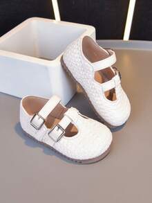 Spring New Girls Minimalist Woven Leather Shoes, Children Flat Shoes, Suitable For Spring And Autumn Seasons - White - View 5