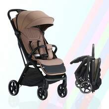 Lightweight Baby Stroller, Foldable Stroller Infant, One-Touch Collection, Adjustable Backrest, Breathable Mesh, Easy To Carry, Suitable For Travel - Brown - View 11