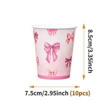 Bộ đồ ăn dùng một lần cho 10 người, họa tiết chấm bi hồng và nơ, bao gồm đĩa, khăn ăn và cốc, thích hợp cho sinh nhật, đám cưới, tiệc tùng, dã ngoại gia đình. - Kiểu 3 - Xem 8