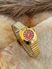 1条金色竹节休闲时尚表带，女士石英表，适合日常佩戴，复古情侣款，最佳礼物 - 金色 - 查看 7