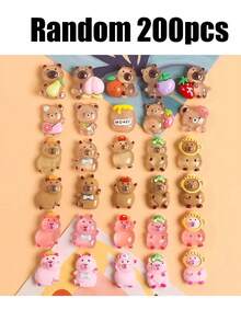 50/10个迷你水豚装饰品，树脂材质，适用于娃娃屋、工艺品、微型水豚，可用于仙女花园、娃娃屋、微缩景观装饰、儿童美术用品、返校用品、男孩/女孩背包、学习用品 - 彩色 - 查看 10