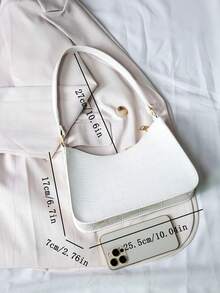 女童时尚极简腋下法棍包 - 白色 - 查看 2